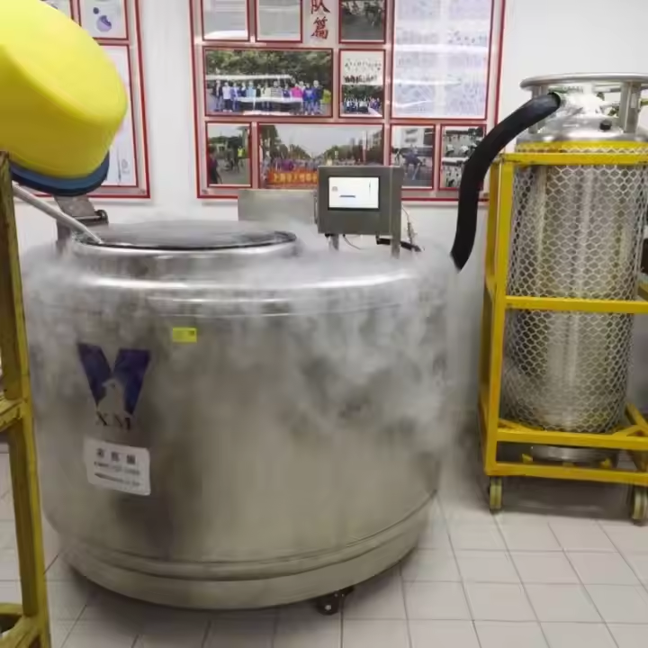使用液氮罐凍存，外部結(jié)霜
